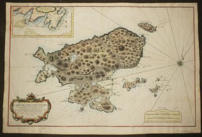 null RARE "MAP OF ISLE SAINT PIERRE drawn up at the Depost des Cartes et Plans de...