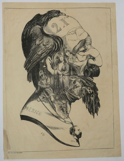 null CARICATURE of NAPOLEON III in the manner of ARCIMBOLDO. Lithograph attributed...