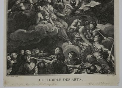 null ALLEGORY OF THE ARTS - "The TEMPLE OF THE ARTS". 1825. Etching and burin by...