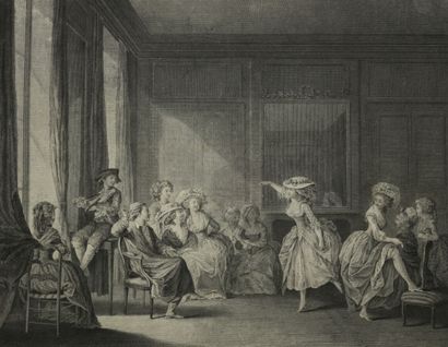 null DANCE - "School of Dancing". 1785. Etching and burin by François DEQUEVAUVILLER...
