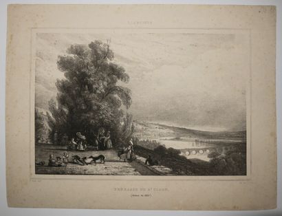 null HUET Paul (Paris 1803 - 1869) - "Terrasse de Saint Cloud". Lithographie. Epreuve...