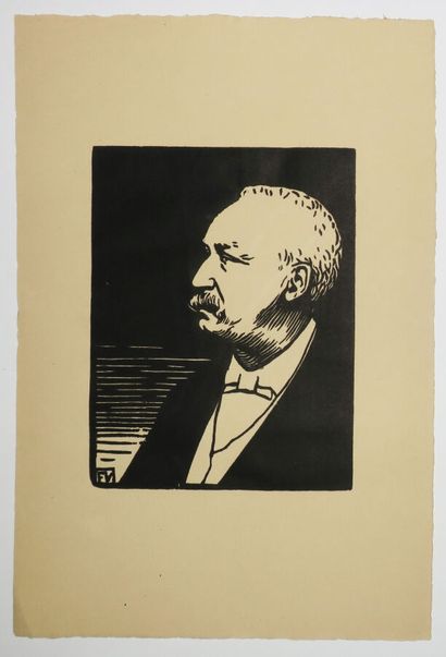 null VALLOTTON Félix (1865 - 1925) - "Portrait de Félix Faure". Bois gravé. Signé...