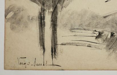 null DESSIN de Henri VERGE-SARRAT (1880 - 1966) - [Paysage]. Lavis d'encre de chine,...