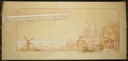 null BALLON DIRIGEABLE - GAMY (XXth) - "The rigid airship Spiess-Zodaic / Motours...