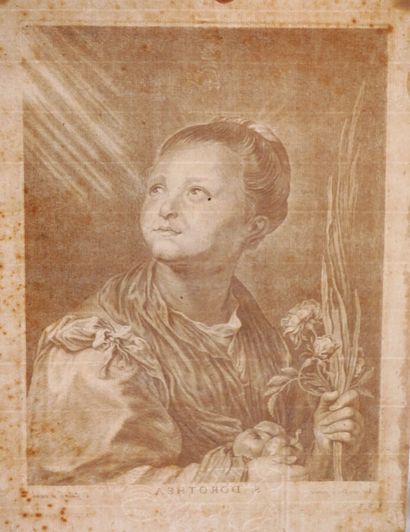 null VAN DYCK Anton (d'après) (1599 - 1641) - "S. DOROTHEA". Burin gravé et publié...