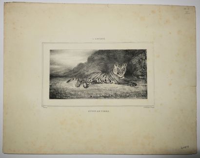 null BARYE Antoine-Louis (1796 - 1875) - Réunion de 3 lithographies: 1-"Lion de Perse"...
