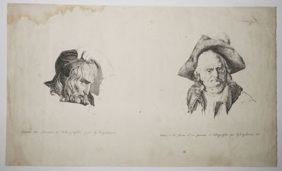 null ENGELMANN Godefroy (1788 - 1839) - [Deux têtes d'après Chatillon et de Boissieu]....