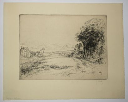 null LEHEUTRE Gustave (1861 - 1932) - Réunion de 5 gravures: 1-"La mare à Pont Hubert"....