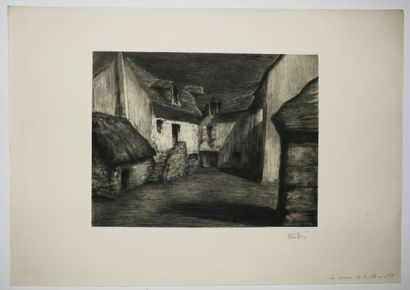null MÜLLER Alfredo (1869 - 1939) - "The house of the crazy woman". Drypoint. Proof...