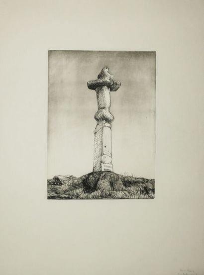 null MOORE Henry (1898 - 1986) - "Glenkiln Cross", planche 2. 1973. Gravure originale...
