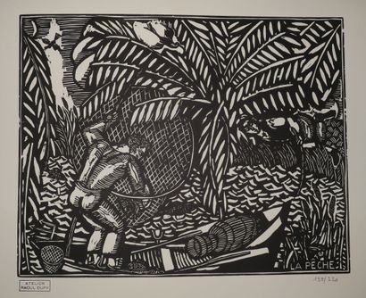 null DUFY Raoul (1877 - 1953) - "La pêche". Bois gravé. Titré dans la planche. Epreuve...