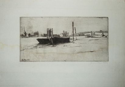 null BEURDELEY Jacques (1874 - 1954) - Réunion de 2 eaux-fortes: 1-"Le petit ponton...
