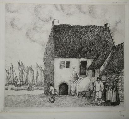 null LABOUREUR Jean-Emile (1877 - 1943) - "Le quartier des pêcheurs, Piriac-sur-mer...