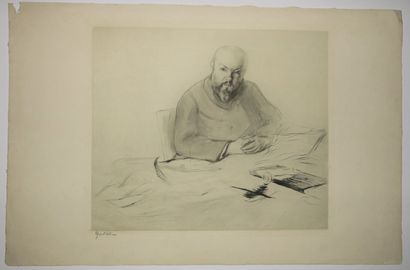 null CHAHINE Edgar (1874 - 1947) - "Portrait de Cornély". Pointe sèche. Epreuve sur...