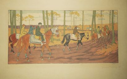 null TAQUOY Maurice (1878 - 1952) - Réunion de 2 gravures: 1-"L'entraînement à Maisons-Laffitte...