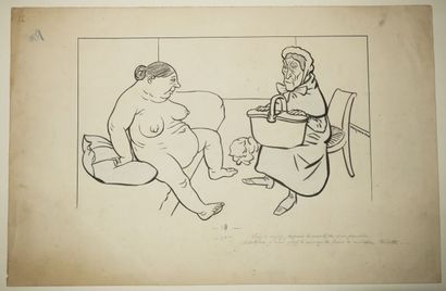 null FAU Ferdinand (active in Paris around 1900) - Sketch in ink and pencil, on wove...