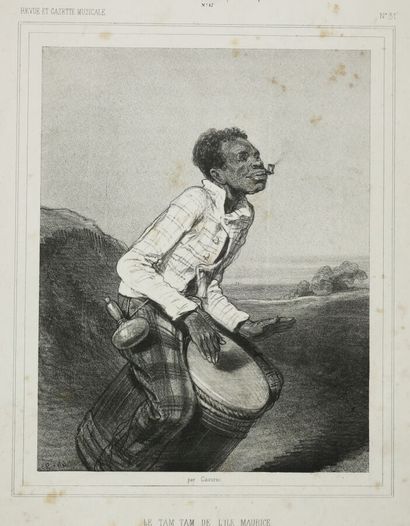 null MAURITIUS - "The Tam Tam of Mauritius". 1843-1844. Lithographed by GAVARNI (1804-1866)....