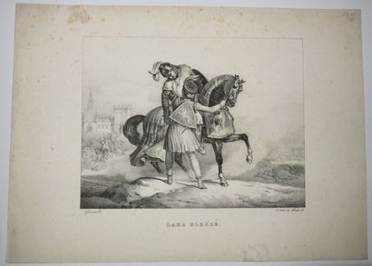null GERICAULT Théodore (1791 - 1824) - Réunion de 2 lithographies: 1-"Cheval espagnol"....