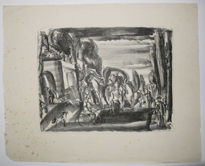 null DAVID Hermine (1886 - 1970) - "La calèche". Lithographie. Epreuve sur papier...