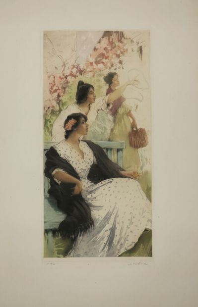 null ÖSTERLIND Allan (1855 - 1938) - Réunion de 2 gravures: 1-"Flamencas". 1905....