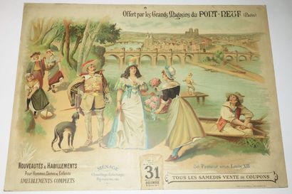 null CALENDRIER XIXEME pour les GRANDS MAGASINS DU PONT-NEUF (PARIS). Chromolithographie...