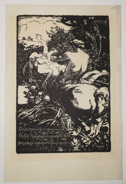 null LEPERE Auguste (1849 - 1918) - Réunion de 4 gravures: 1-"Le bal". Bois gravé....