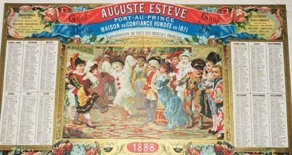 null CALENDRIER PUBLICITAIRE de 1888, pour AUGUSTE ESTEVE, PORT-AU-PRINCE (HAITI),...