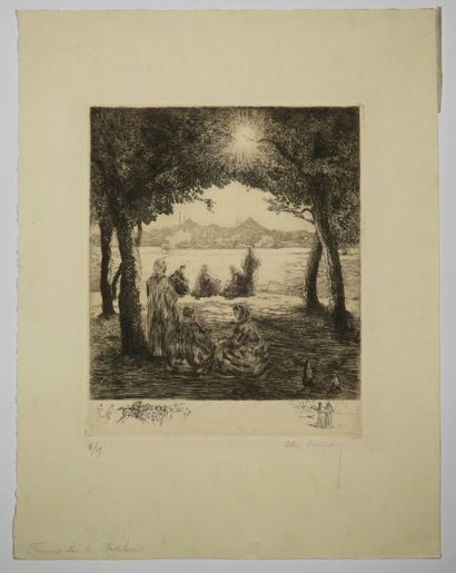 null LUNOIS Alexandre (1863 - 1916) - Réunion de 5 eaux-fortes: 1-"Fontaine de Dolma...