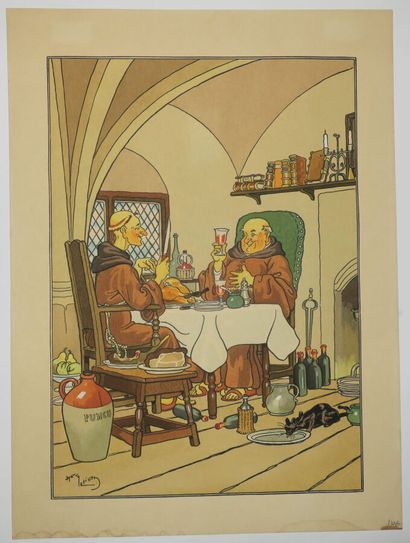 ELIOTT Harry (1882 - 1959) - [Repas des moines]....