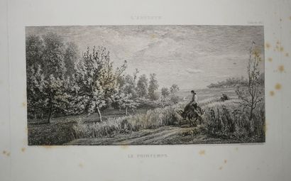 null DAUBIGNY Charles François (1817 - 1878) - Réunion de 4 eaux-fortes: 1-"Le printemps"....