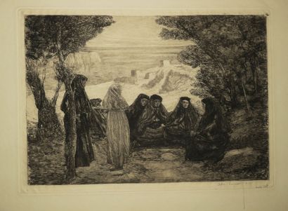 null LUNOIS Alexandre (1863 - 1916) - Réunion de 5 estampes: 1-"Tisseuses de tapis"....