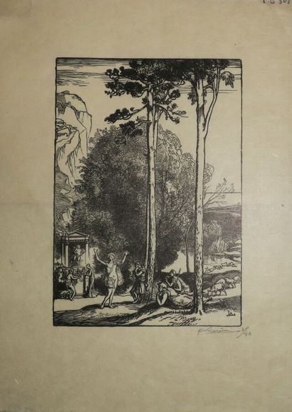 null LEPERE Auguste (1849 - 1918) - Réunion de 4 gravures: 1-"Frontispice pour Théocrite"....