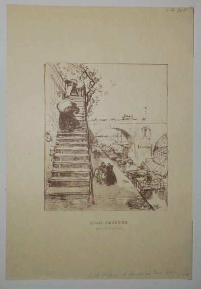 null LEPERE Auguste (1849 - 1918) - Réunion de 4 estampes: 1-"Y'a un noyé!". Lithographie....