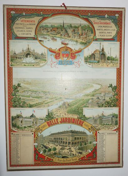 null RARE CALENDRIER BELLE JARDINIERE de 1900 illustré de diverses VUES DE PARIS...