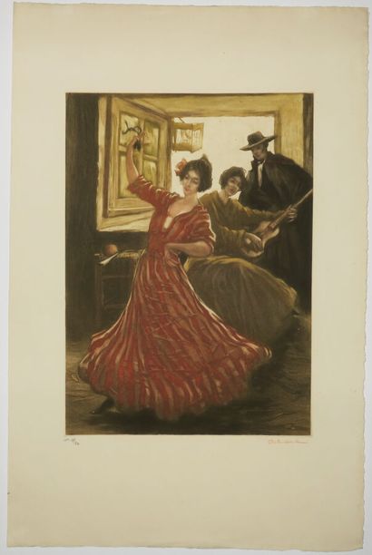 null ÖSTERLIND Allan (1855 - 1938) - Réunion de 2 gravures: 1-"Flamencas". 1905....