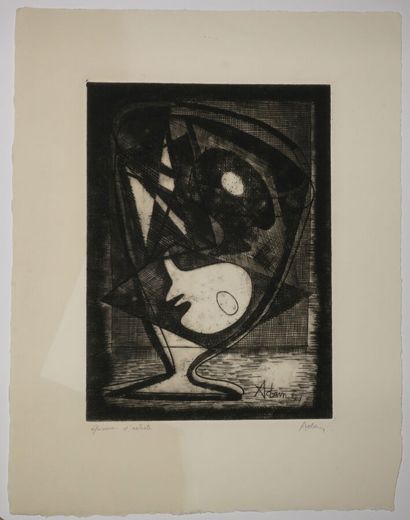 null ADAM Henri Georges (1904 - 1967) - Réunion de 2 gravures: 1-"Le verre", 1941....