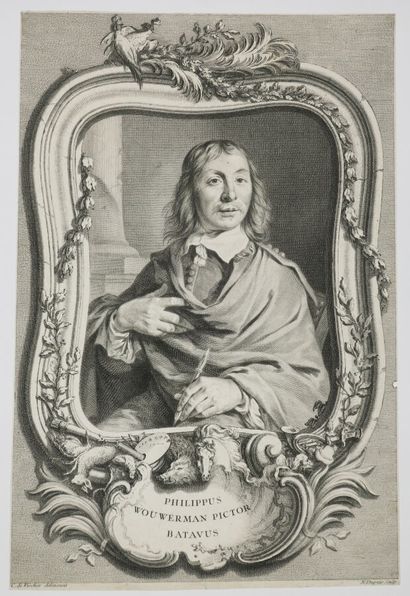 null PORTRAIT de Philippe WOUWERMAN (peintre, 1619-1668) - "Philippus Wouwerman pictor...