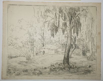 null BEAUFRERE Adolphe (1876 - 1960) - Reunion of 3 etchings: 1-"Repos pendant la...