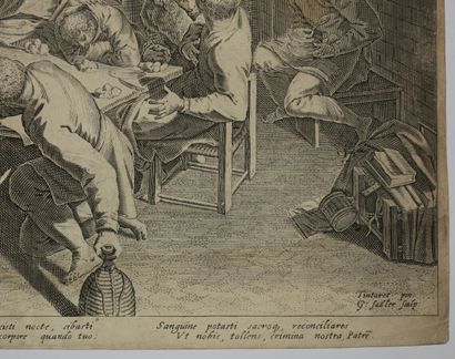 null SADELER Aegidius (1570-1629) - "La Cène". Burin d'après Le Titien. Epreuve d'un...