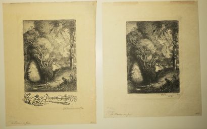 null LEPERE Auguste (1849 - 1918) - Réunion de 5 gravures: 1-"Ruines du donjon de...