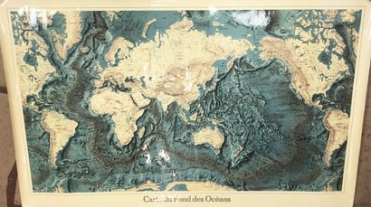 null OCEANS - BATHYMETRY - "MAP OF THE OCEAN FLOOR", by Tanguy de Rémur (1933-2015)....