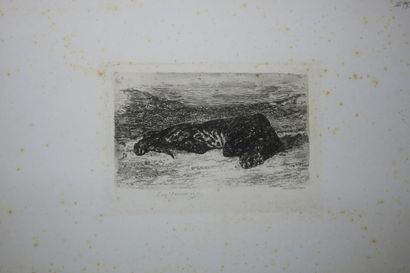 null DELACROIX Eugène (1798 - 1863) - Réunion de 3 planches: 1-"Tigre couché à l'entrée...