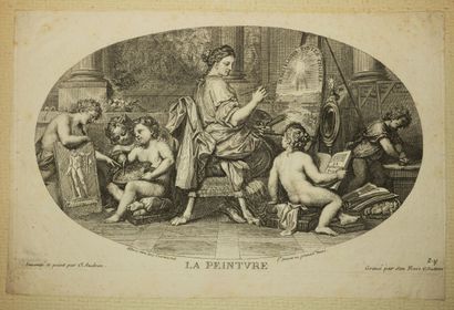null AUDRAN Gérard (1640 - 1703) - "La peinture". Eau-forte et burin. Epreuve avec...