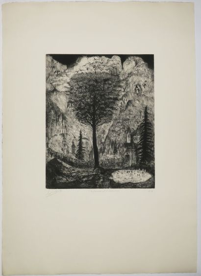 null GOERG Edouard (1893 - 1969) - Reunion of 2 etchings: 1-"Le feu d'artifice sur...