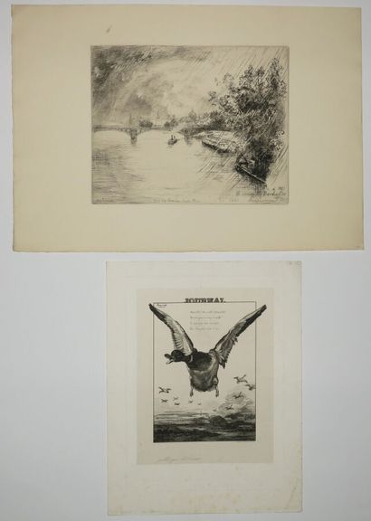 null BRACQUEMOND Félix (1833 - 1914) - Meeting of 2 etchings : 1-"Margot La Critique"....
