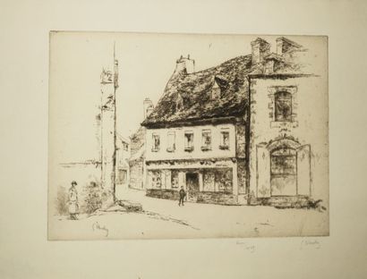 null LEHEUTRE Gustave (1861 - 1932) - Réunion de 5 gravures: 1-"Rue Linart Gontier...