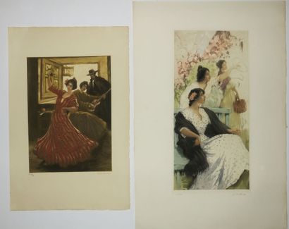 null ÖSTERLIND Allan (1855 - 1938) - Réunion de 2 gravures: 1-"Flamencas". 1905....