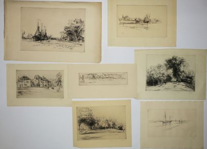 null LEHEUTRE Gustave (1861 - 1932) - Réunion de 7 gravures: 1-"L'esplanade des Charmilles...