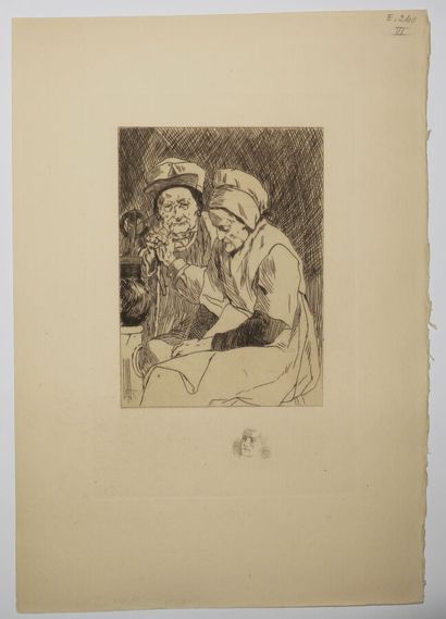null ROPS Félicien (1833 - 1898) - Réunion de 3 gravures: 1-"Oncle Claes et tante...