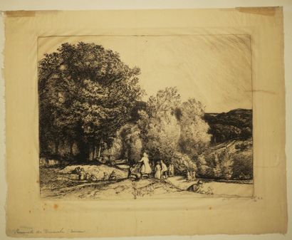 null LEPERE Auguste (1849 - 1918) - Réunion de 5 gravures: 1-"Ruines du donjon de...